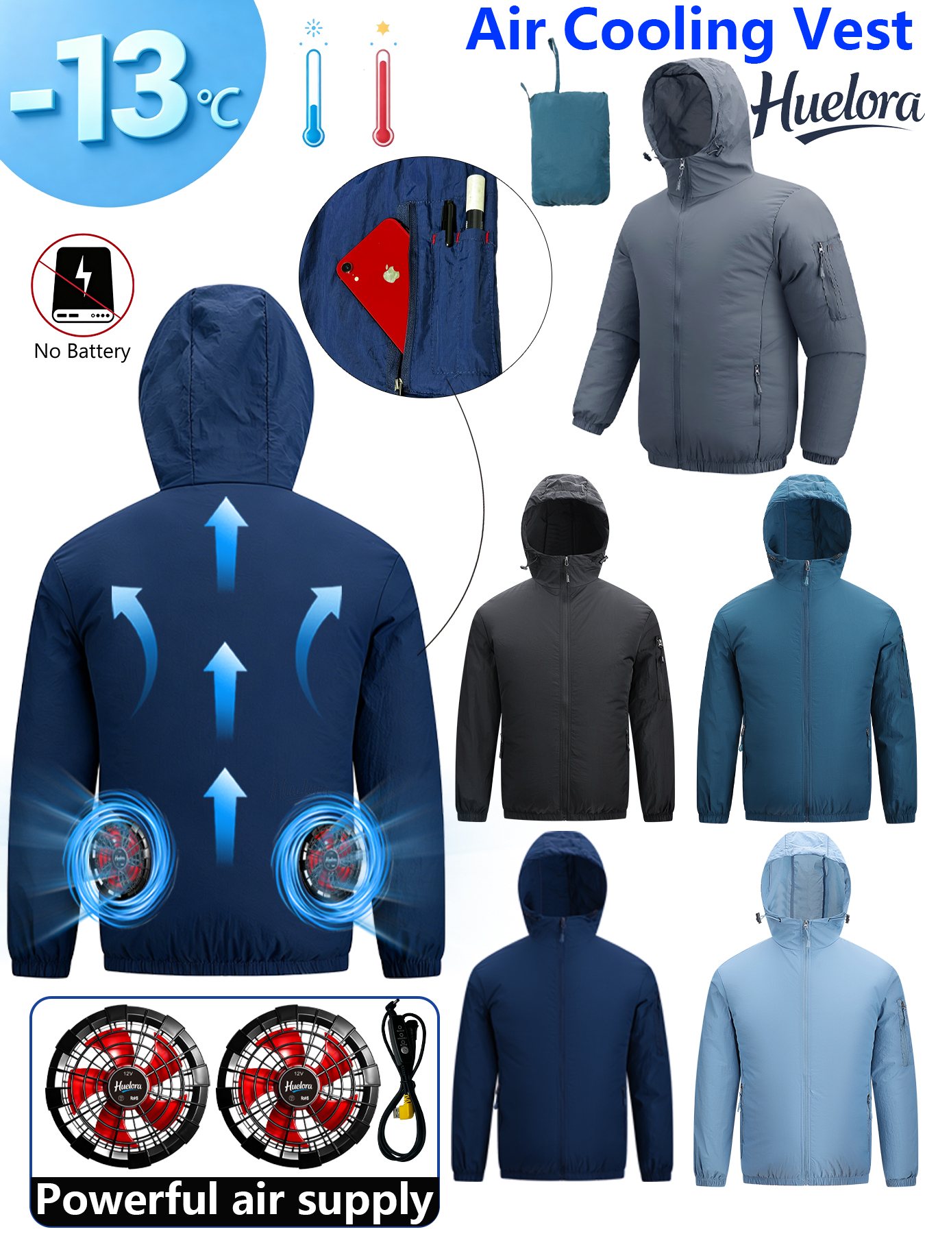 Fishing Kit Compact - Chaqueta con Capucha y Ventilación USB