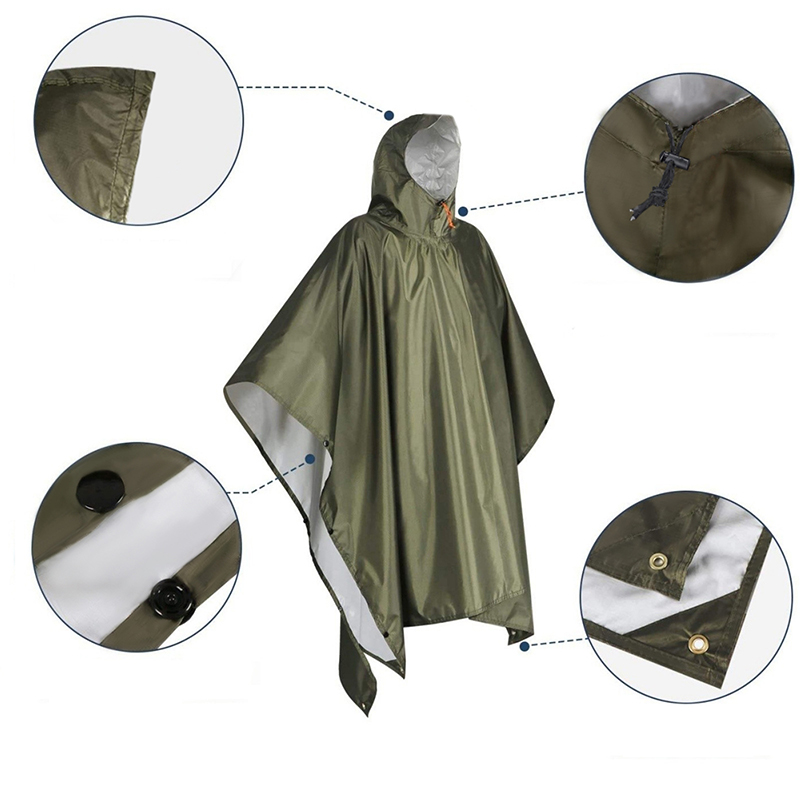 Emergency Poncho Rain - Poncho de lluvia resistente para mochilero,