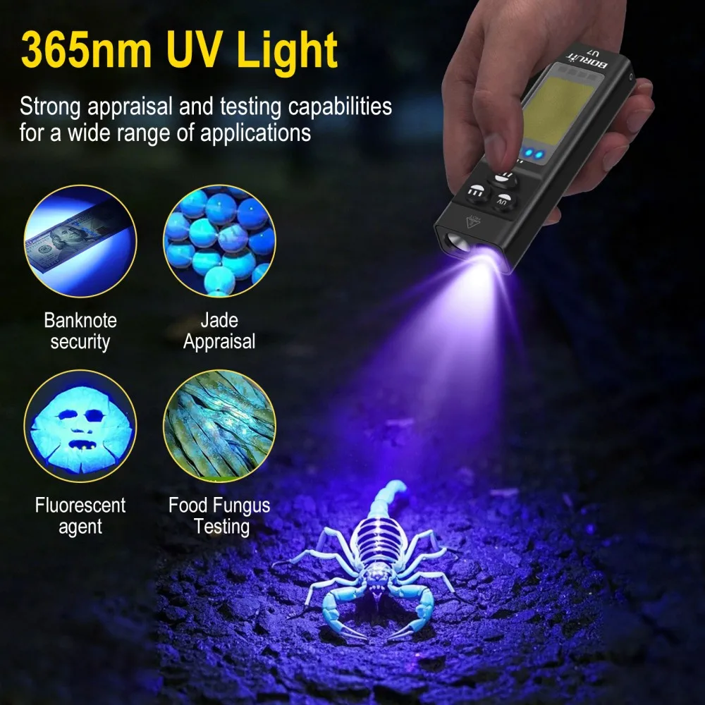 BORUiT U7 UV LED EDC linterna  - Fishing Kit Compact reseña y precio